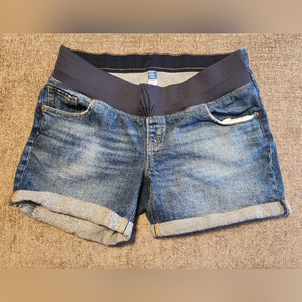 EUC Maternity Front Panel Jean Shorts, Size 12